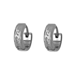 Créoles Articulées En Acier Avec Gravure Tribale