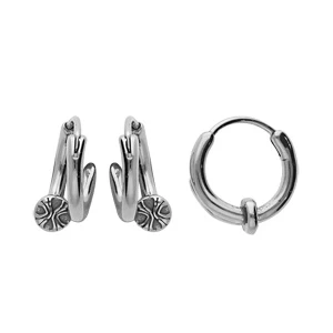 Créoles En Acier Avec Rondelle Centrale 1 Créoles En Acier Avec Rondelle Centrale