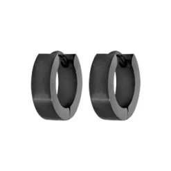 Créoles En Acier Et PVD Noir Articulées Effet Mat